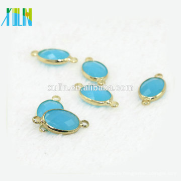 Conector Crystal Oval Stone, componente del pendiente, fuentes de la joyería oro mate -Plated - 12pcs / bag CA003 Cristal favorito